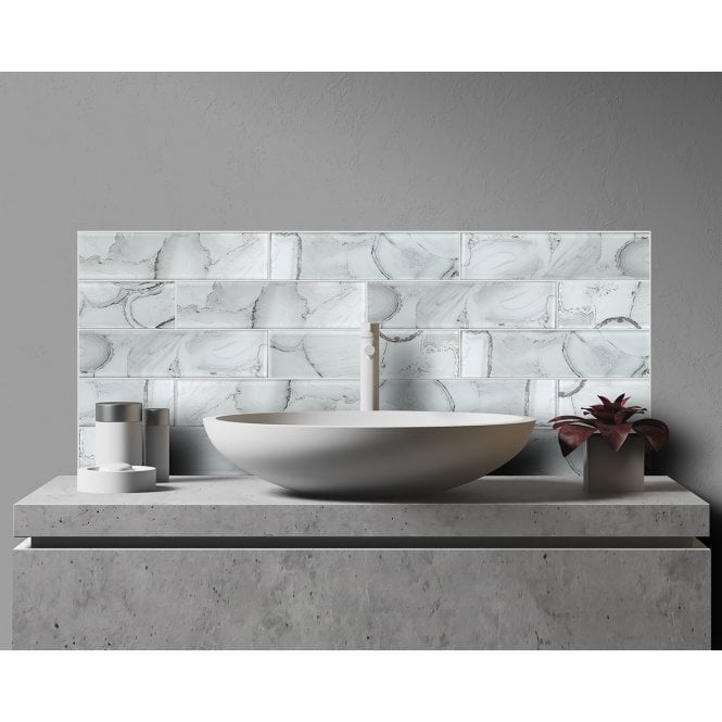 Glass Shell White 7.5cm x 30cm Wall Tile