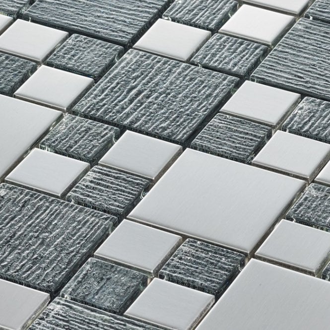 Gleam Grey 30cm x 30cm Glass Mosaic Tile