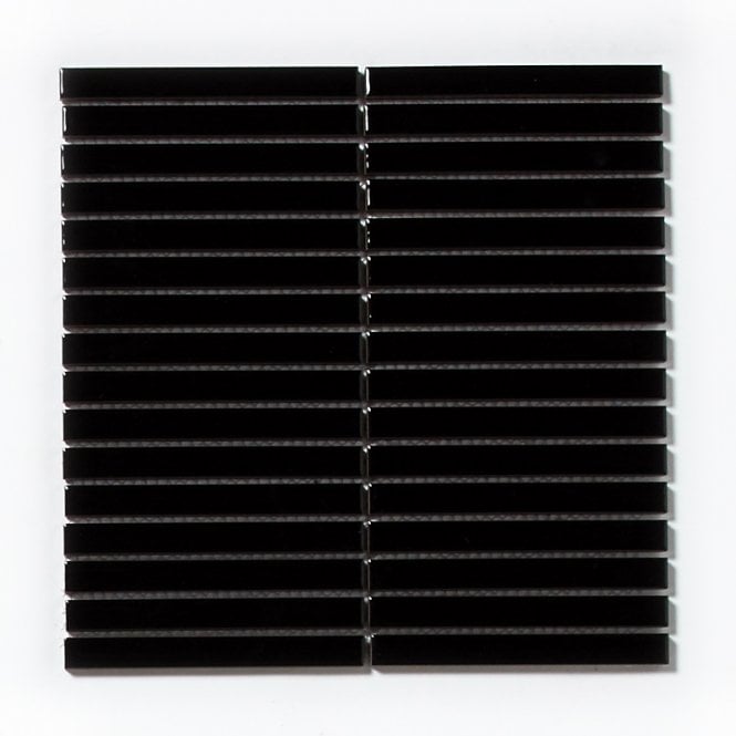 Gloss Black Bar Porcelain 30cm x 30cm Wall & Floor Tiles