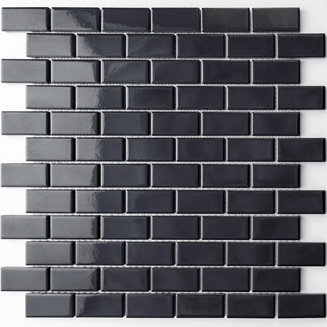Gloss Black Bond Tiles 2.3cm x 4.8cm Mosaic Wall & Floor Tile