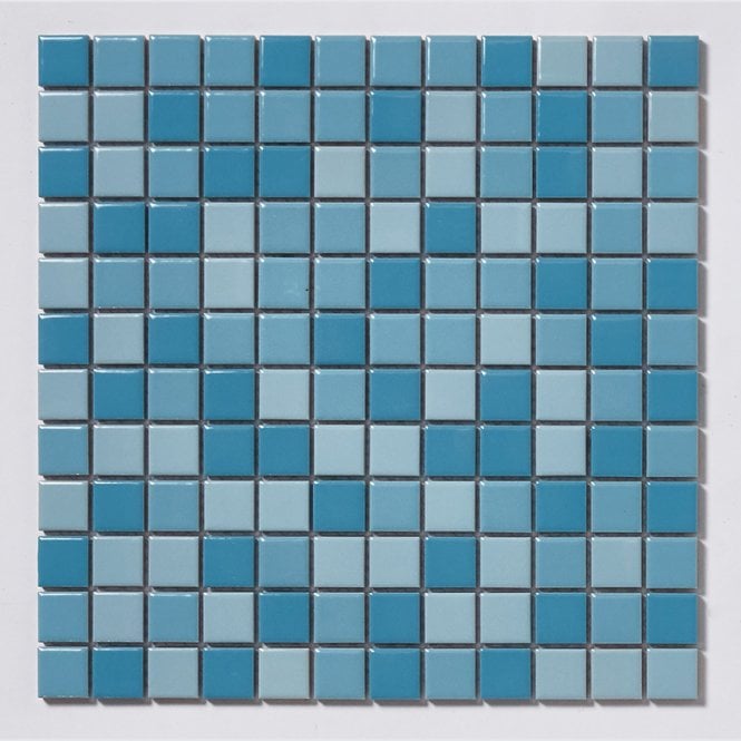 Gloss Blue Mix 30cm x 30cm Mosaic Tile