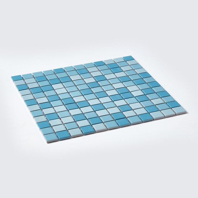 Gloss Blue Mix 30cm x 30cm Mosaic Tile