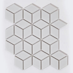 Gloss Hexacube 30.5cm x 26.6cm (4.8cm x 4.8cm) 3D White Mosaic Tile