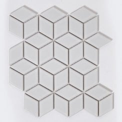 Gloss Hexacube 30.5cm x 26.6cm (4.8cm x 4.8cm) 3D White Mosaic Tile