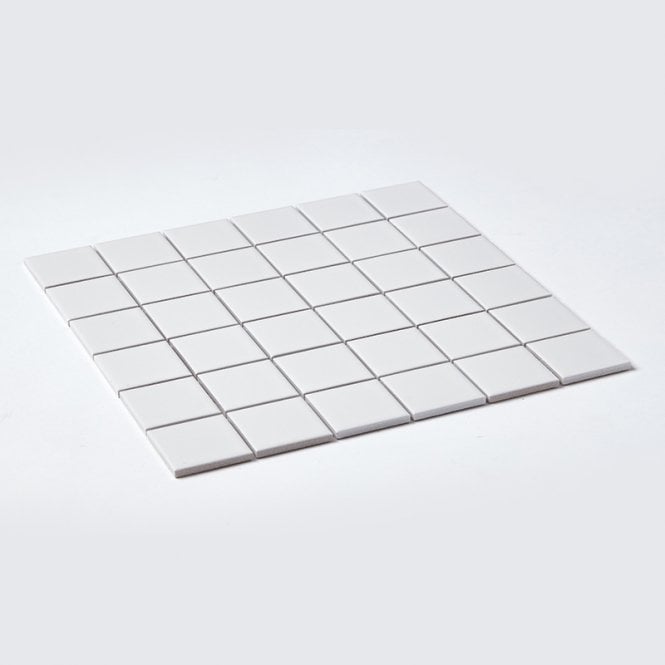 Gloss White Large Square 30.6cm x 30.6cm (4.8cm x 4.8cm) Mosaic Tile