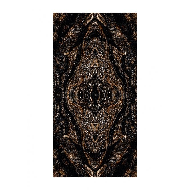 Gold Galaxy Black Bookmatch 4 tile set Wall & Floor Tile
