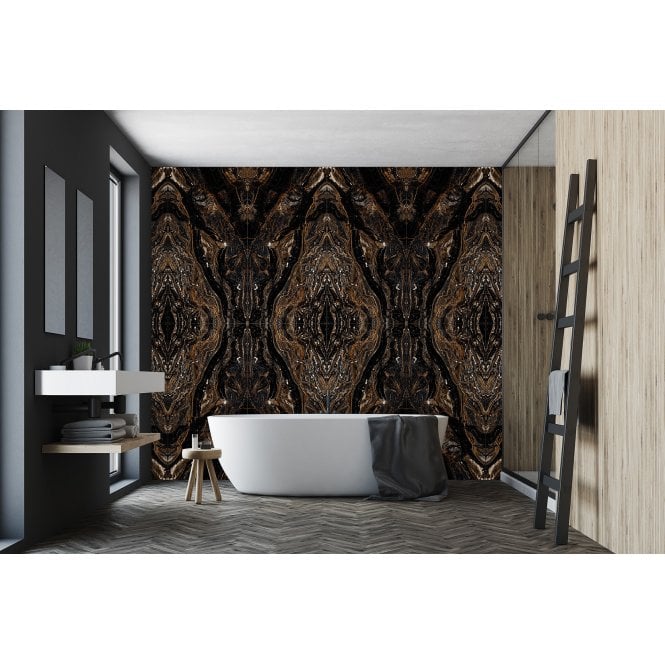 Gold Galaxy Black Bookmatch 4 tile set Wall & Floor Tile
