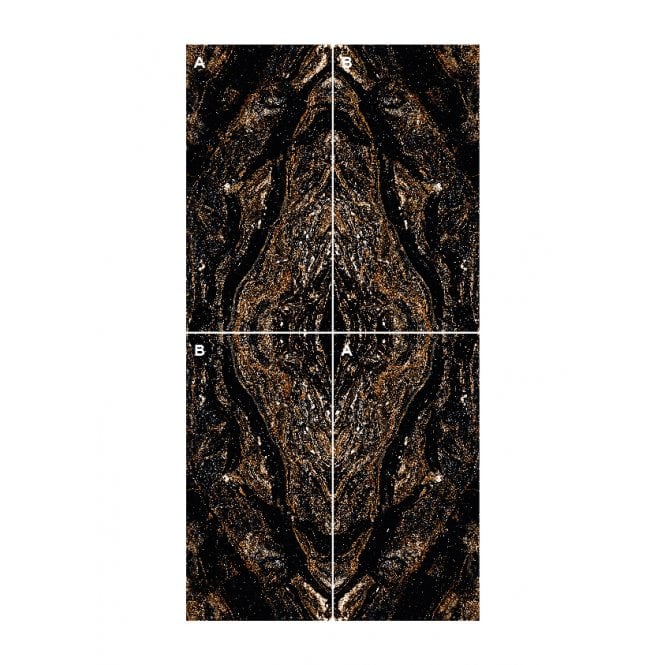 Gold Galaxy Black Bookmatch 4 tile set Wall & Floor Tile