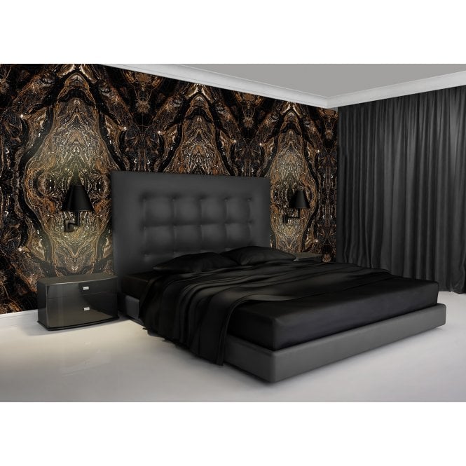 Gold Galaxy Black Bookmatch 4 tile set Wall & Floor Tile
