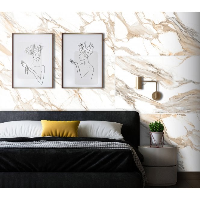 Gold Sugar Effect 60cm x 120cm Marble Effect Tiles
