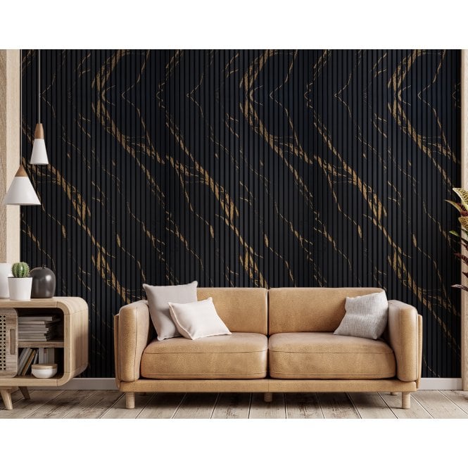 Golden Black Matt Acoustic Wood Panel 240cm x 60cm x 21mm