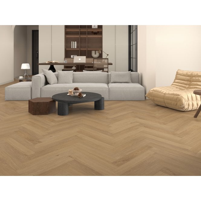 Golden Oak Herringbone Laminate 10cm x 60cm x 8mm (1.8 Sq/M Per Pack)