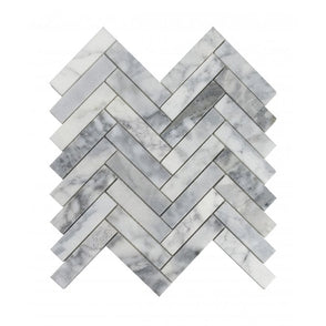 Goya Honed Marble 28cm x 30.5cm Herringbone Mosaic Tile