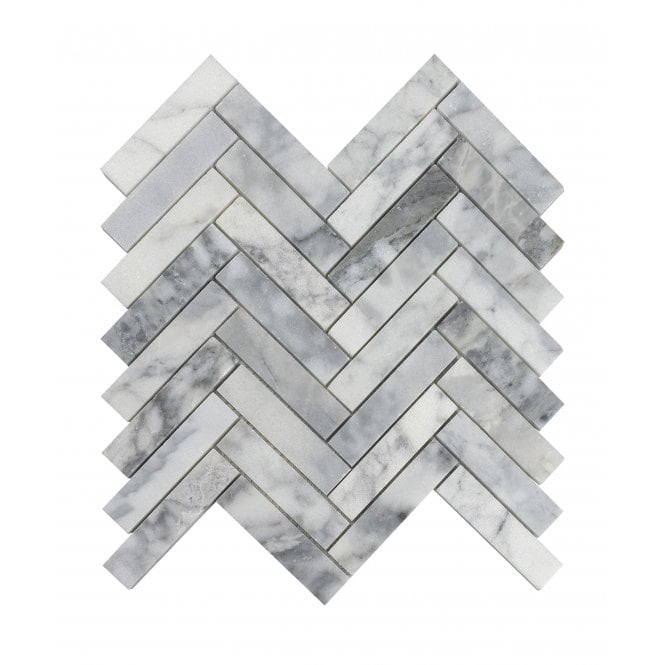 Goya Honed Marble 28cm x 30.5cm Herringbone Mosaic Tile