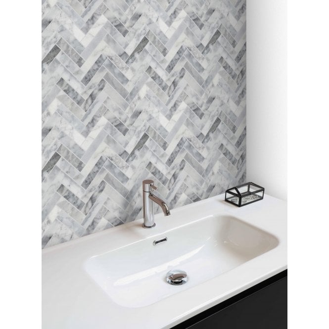 Goya Honed Marble 28cm x 30.5cm Herringbone Mosaic Tile