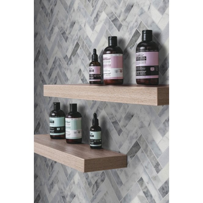 Goya Honed Marble 28cm x 30.5cm Herringbone Mosaic Tile