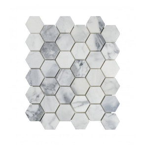Goya Honed Marble 28cm x 30.5cm Hexagon Mosaic Tile