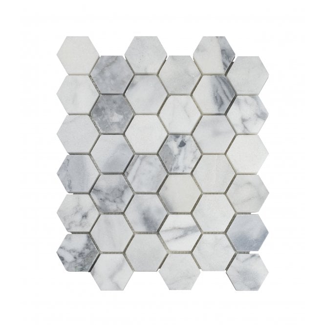 Goya Honed Marble 28cm x 30.5cm Hexagon Mosaic Tile