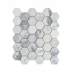 Goya Honed Marble 28cm x 30.5cm Hexagon Mosaic Tile