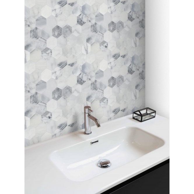 Goya Honed Marble 28cm x 30.5cm Hexagon Mosaic Tile