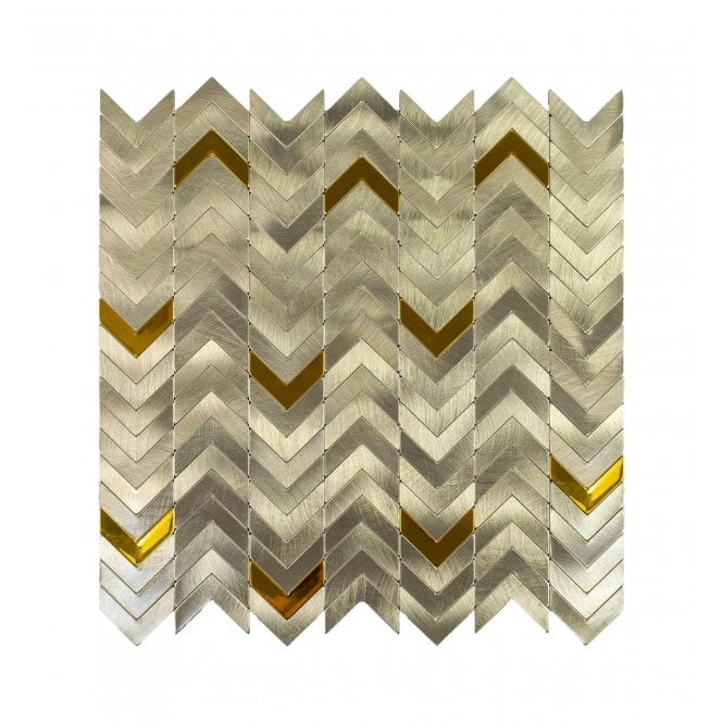 Gravity Aluminium Arrow Gold 28.1cm x 28.5cm (1cm x 4cm) Mosaic Tile