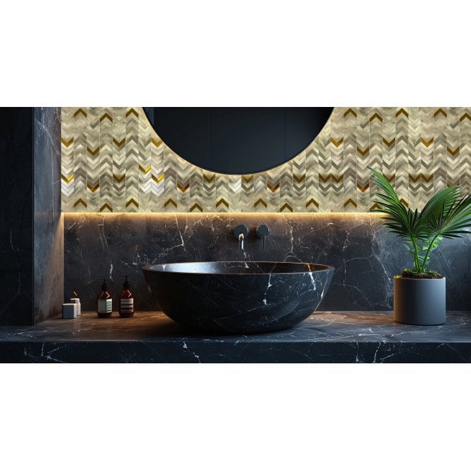 Gravity Aluminium Arrow Gold 28.1cm x 28.5cm (1cm x 4cm) Mosaic Tile