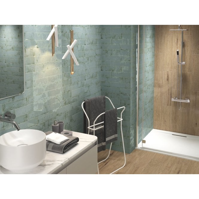 Grunge Aqua 7.5cm x 30cm Wall Tile
