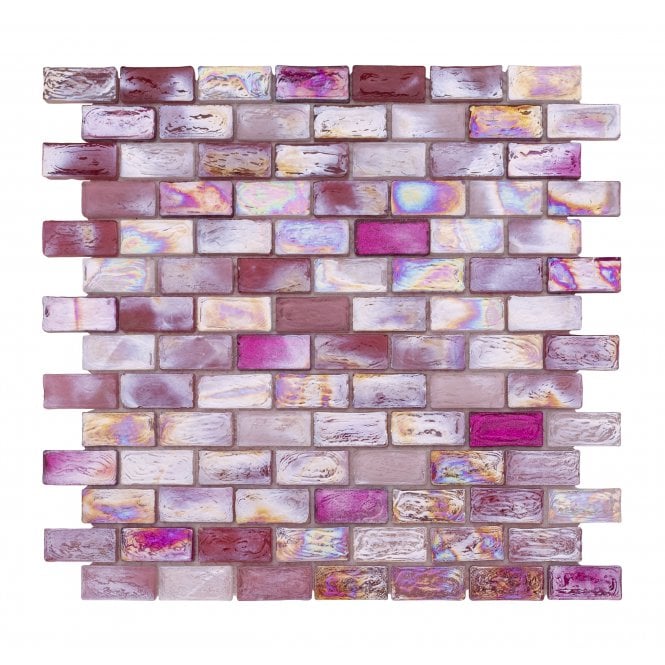 Hammered Pearl Pink Brick (2.3cm x 4.8cm) 30cm x 30cm Mosaic