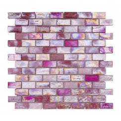 Hammered Pearl Pink Brick (2.3cm x 4.8cm) 30cm x 30cm Mosaic