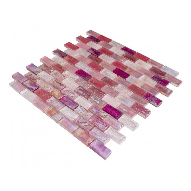 Hammered Pearl Pink Brick (2.3cm x 4.8cm) 30cm x 30cm Mosaic