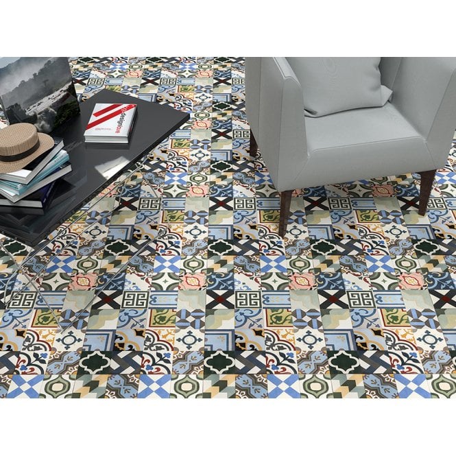 Handmade Warm Mix Encaustic Tiles - Set 2