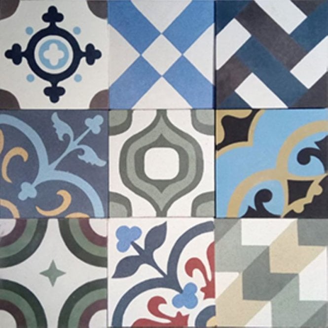 Handmade Warm Mix Encaustic Tiles - Set 2