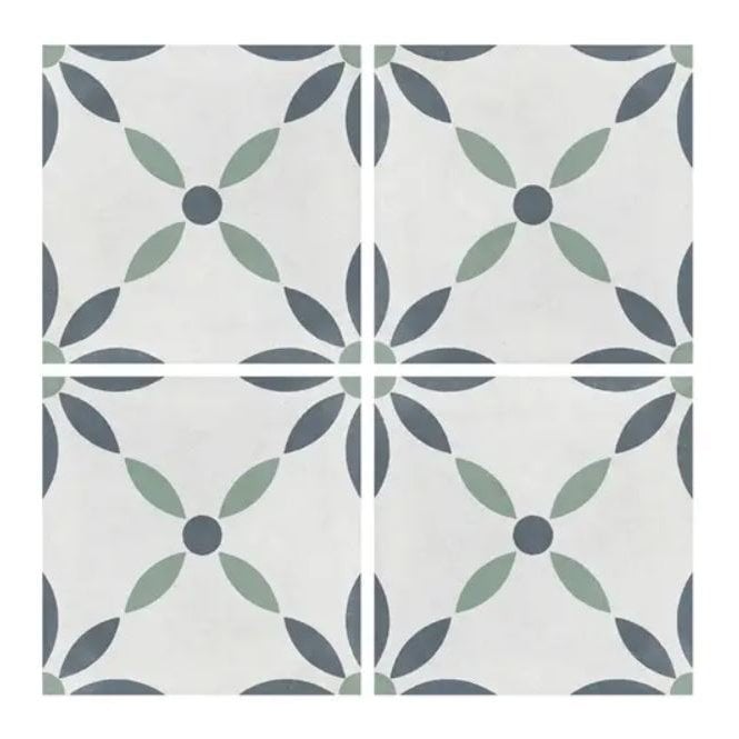 Havana White Flower 20cm x 20cm Wall & Floor Tile