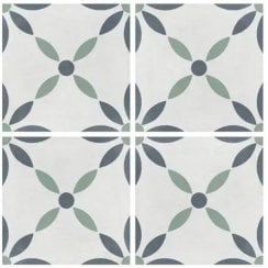Havana White Flower 20cm x 20cm Wall & Floor Tile