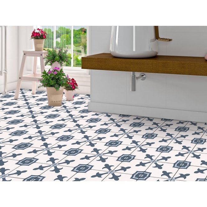 Havana White Herald 22.5cm x 22.5cm Wall & Floor Tile