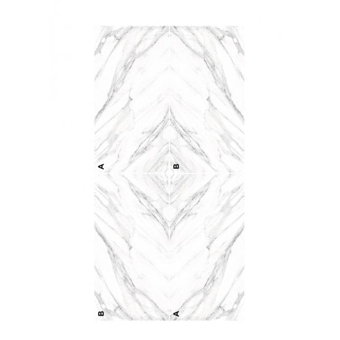 Havana White Marble Bookmatch 4 tile set Wall & Floor Tile