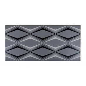 British Ceramic Tile Hemingway Diamond Décor Charcoal 25 x 50cm Wall Tile