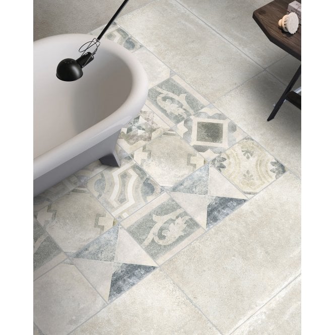 Italian Design Heritage Blanc Deco 33.3cm x 33.3cm Wall & Floor Tile