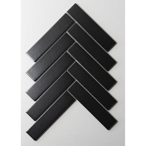 Herringbone Black Matt 20.9cm x 24.7cm (3.2cmx 14.5cm) Wall Mosaic