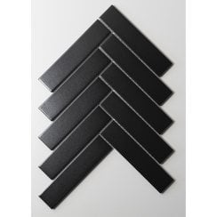 Herringbone Black Matt 20.9cm x 24.7cm (3.2cmx 14.5cm) Wall Mosaic