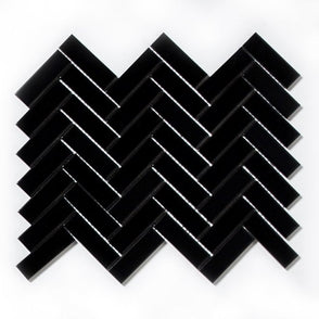 Herringbone Black Matt 31.8cm x 24.7cm (2.3cm x 7.3cm) Mosaic Tile