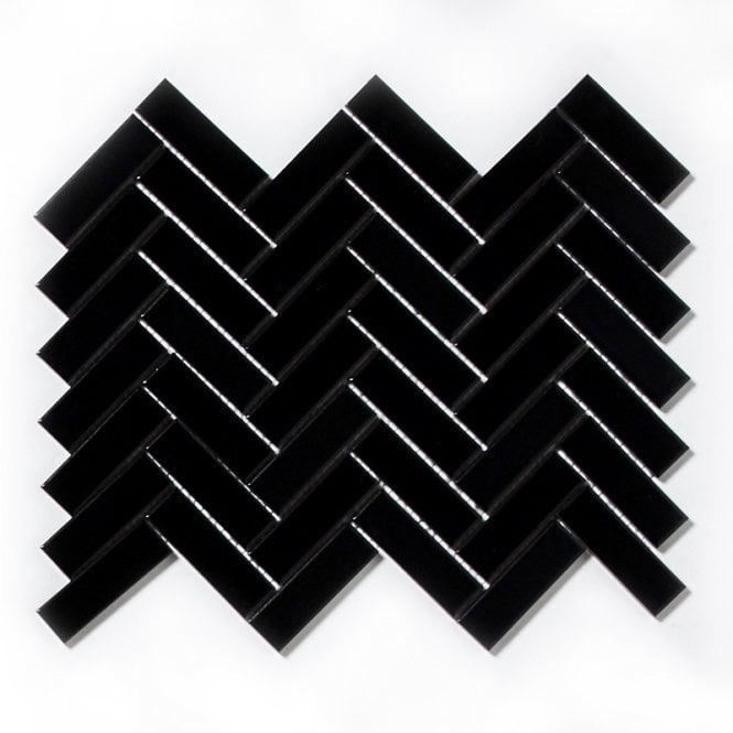 Herringbone Black Matt 31.8cm x 24.7cm (2.3cm x 7.3cm) Mosaic Tile