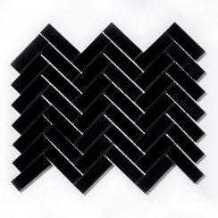 Herringbone Black Matt 31.8cm x 24.7cm (2.3cm x 7.3cm) Mosaic Tile