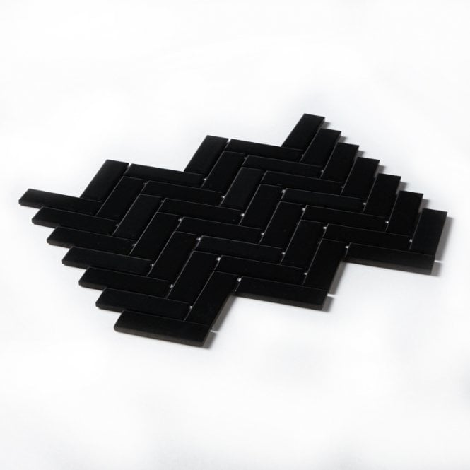Herringbone Black Matt 31.8cm x 24.7cm (2.3cm x 7.3cm) Mosaic Tile