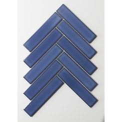 Herringbone Blue Gloss 20.9cm x 24.7cm (3.2cm x 14.5cm) Wall Mosaic