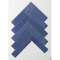 Herringbone Blue Gloss 20.9cm x 24.7cm (3.2cm x 14.5cm) Wall Mosaic