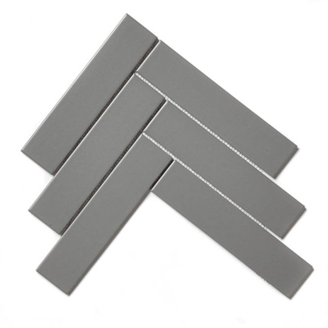 Herringbone Grey Matt 20.4cm x 28cm (4.5cm x 19.5cm) Wall & Floor Mosaic