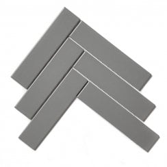Herringbone Grey Matt 20.4cm x 28cm (4.5cm x 19.5cm) Wall & Floor Mosaic