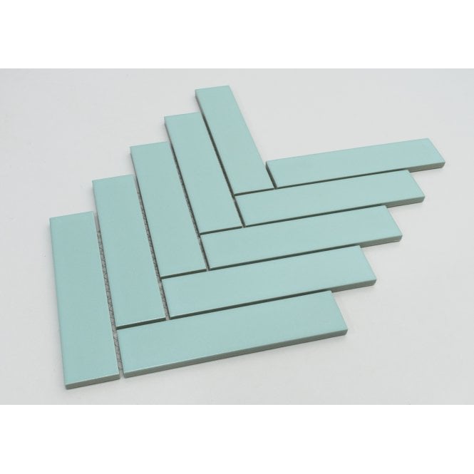 Herringbone Mint Green Matt 20.9cm x 24.7cm (3.2cmx 14.5cm) Wall Mosaic