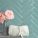 Herringbone Mint Green Matt 20.9cm x 24.7cm (3.2cmx 14.5cm) Wall Mosaic